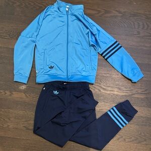 Adidas Light Blue and Navy Track Suit